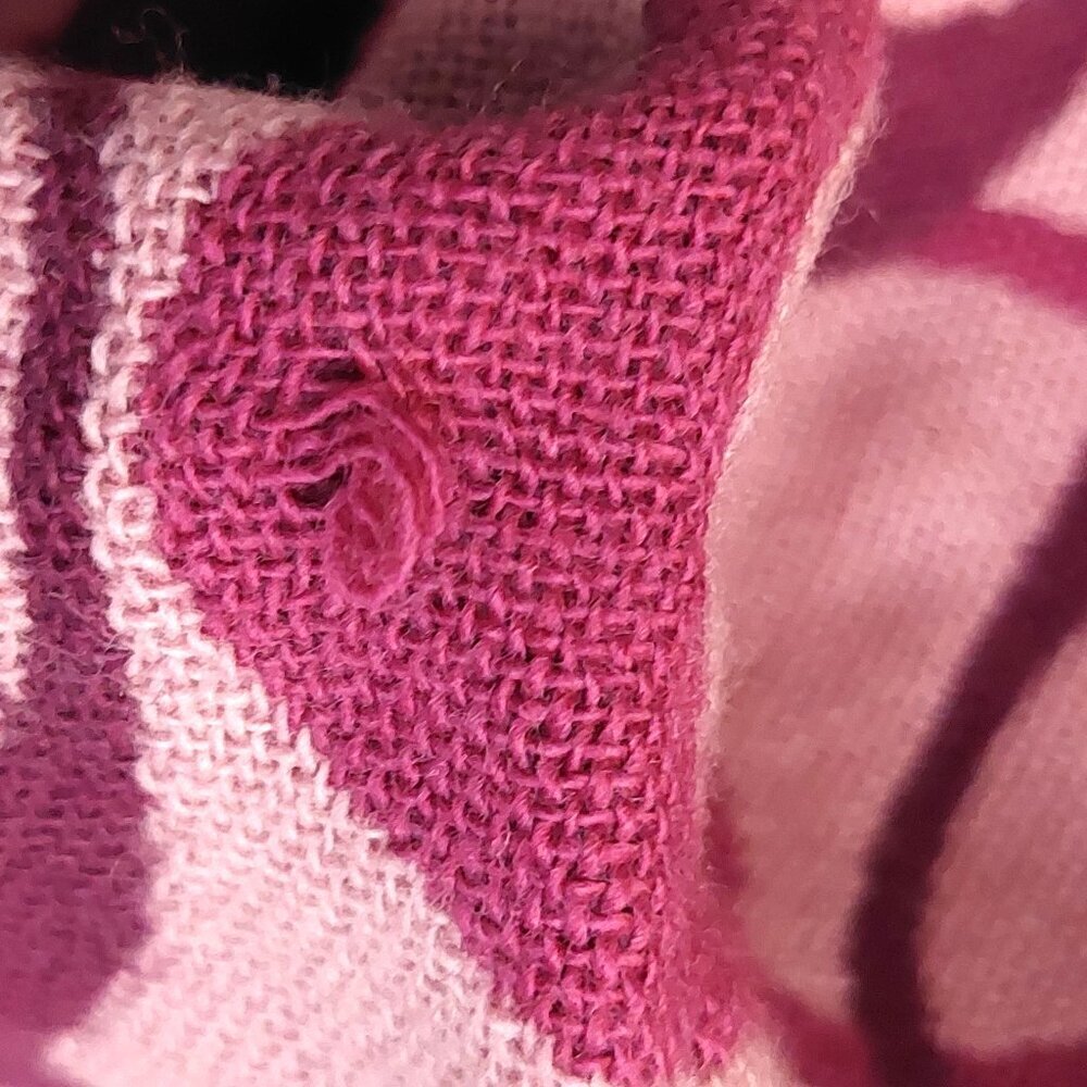 COACH Pink Multi-Color Monogram C Logo Merino Wool Pre-owned Fringed Scarf - Picture 13 of 16